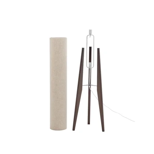 LAMPADA DA TERRA IN LEGNO DI ACERO E TESSUTO 2 LUCI E27 Ø36CM HAGEN