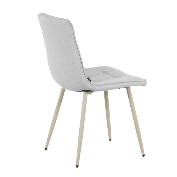 SEDIA DA PRANZO RIVESTITA GRIGIO CHIARO CON GAMBE BEIGE TULUM