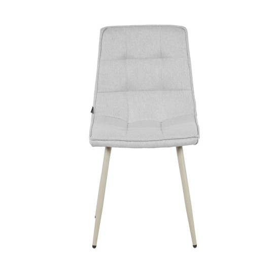 SEDIA DA PRANZO RIVESTITA GRIGIO CHIARO CON GAMBE BEIGE TULUM 2