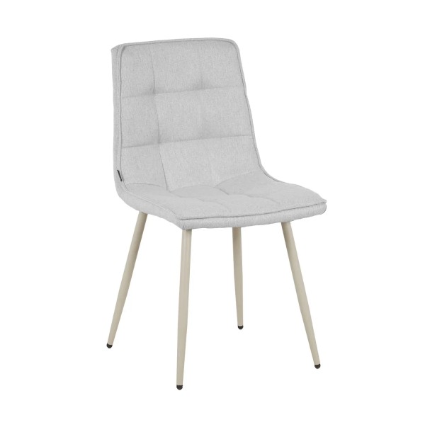 SEDIA DA PRANZO RIVESTITA GRIGIO CHIARO CON GAMBE BEIGE TULUM