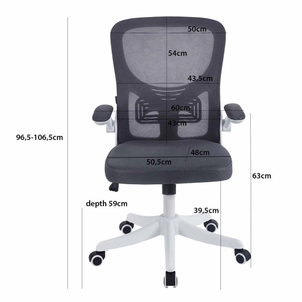SEDIA DA UFFICIO CON RUOTE GRIGIA E BIANCA AVENTURINA