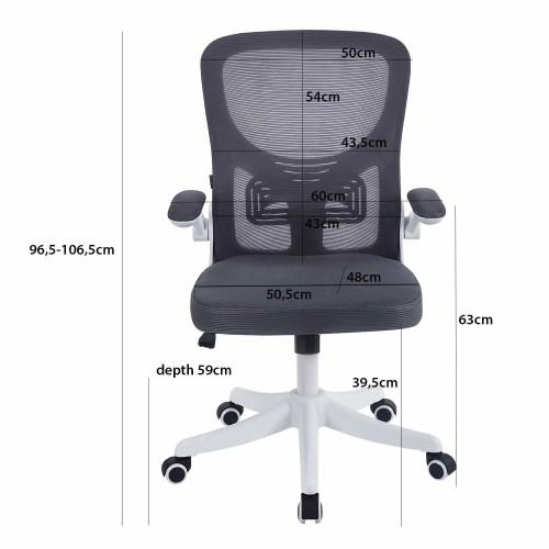 SEDIA DA UFFICIO CON RUOTE GRIGIA E BIANCA AVENTURINA