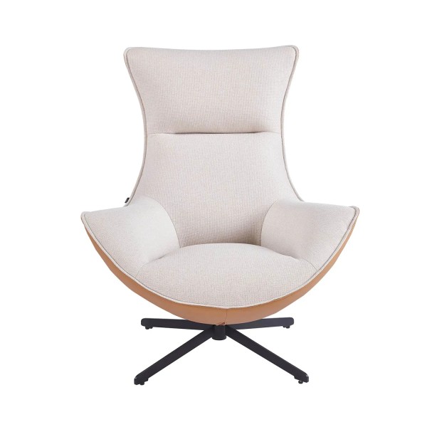 POLTRONA TAPPEZZATA TESSUTO SABBIA / PU MARRONE LOIRA