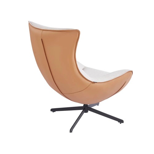 POLTRONA TAPPEZZATA TESSUTO SABBIA / PU MARRONE LOIRA