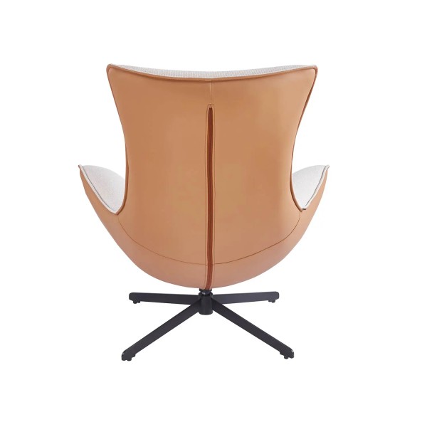 POLTRONA TAPPEZZATA TESSUTO SABBIA / PU MARRONE LOIRA