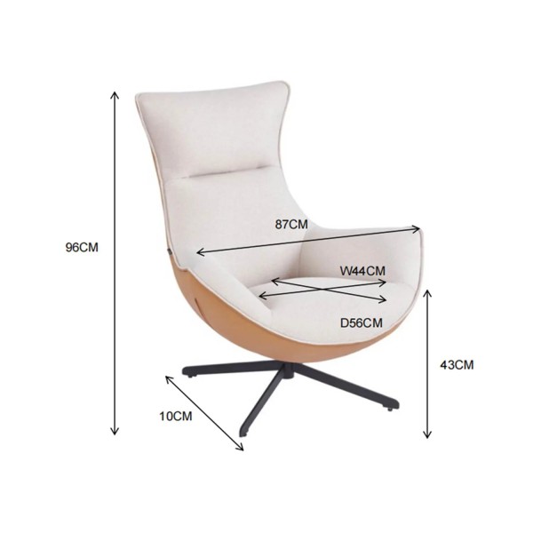 POLTRONA TAPPEZZATA TESSUTO SABBIA / PU MARRONE LOIRA