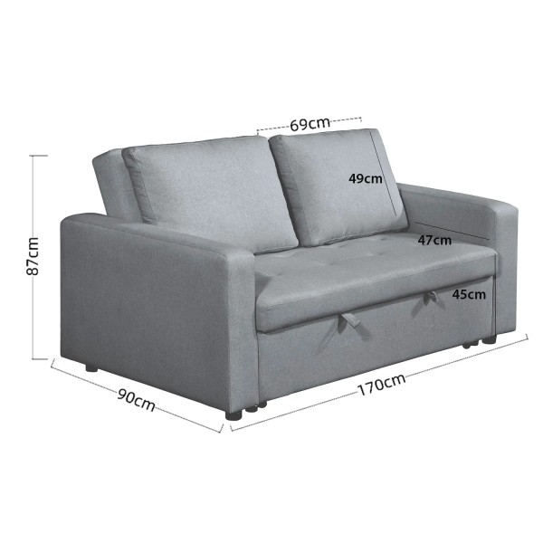 DIVANO LETTO IMBOTTITO GRIGIO TOKIO