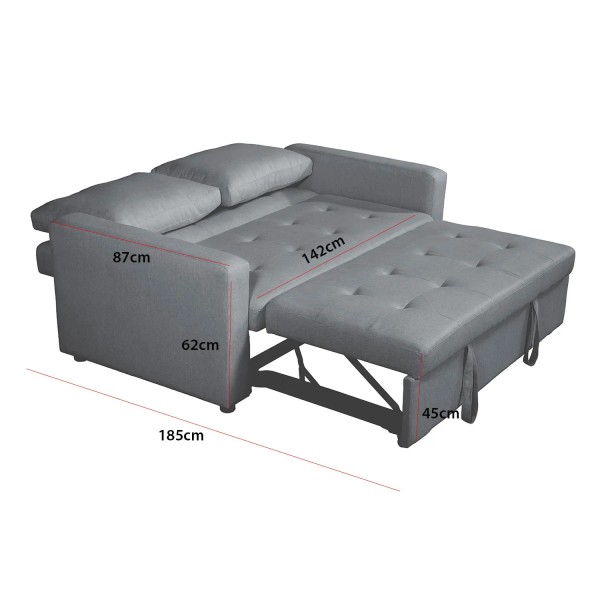 DIVANO LETTO IMBOTTITO GRIGIO TOKIO