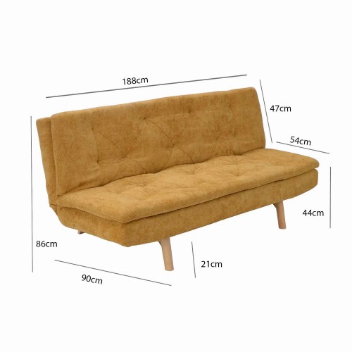 DIVANO LETTO IN TESSUTO SENAPE VELMA