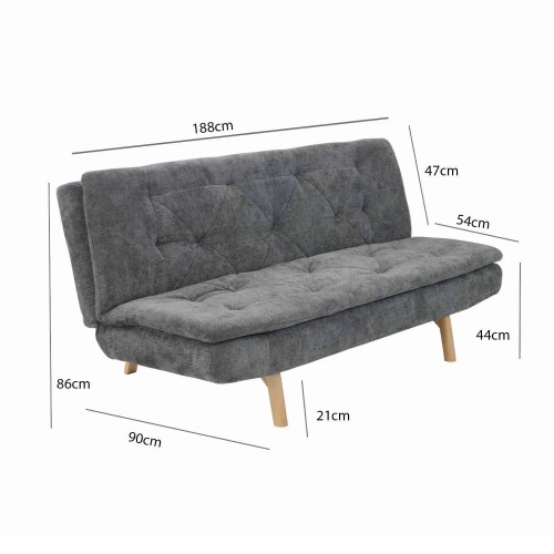 DIVANO LETTO IN TESSUTO GRIGIO MARENGO VELMA