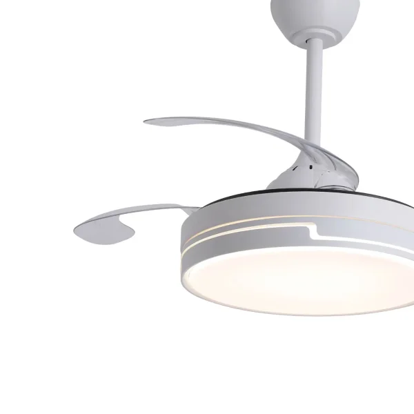 VENTILATORE A SOFFITTO LED 38W REGOLABILE 4 PALE RETRATTILI ORIXA