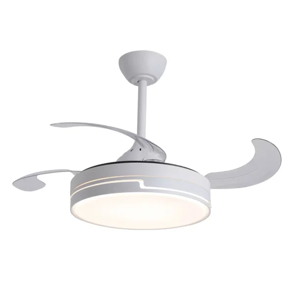 VENTILATORE A SOFFITTO LED 38W REGOLABILE 4 PALE RETRATTILI ORIXA