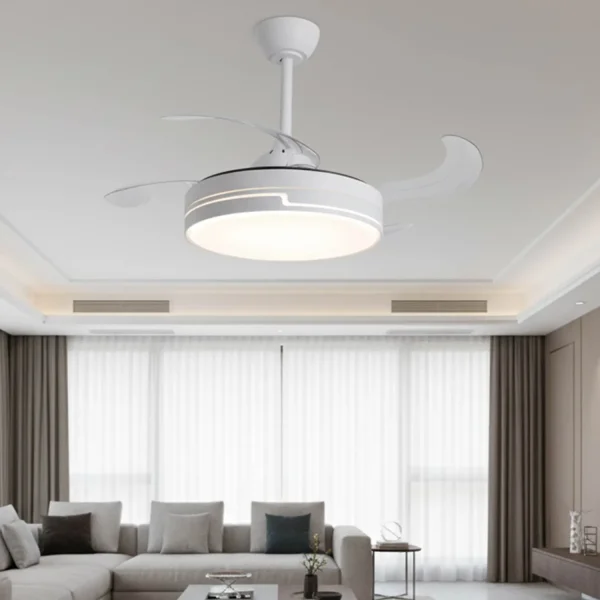 VENTILATORE A SOFFITTO LED 38W REGOLABILE 4 PALE RETRATTILI ORIXA