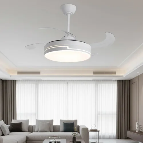 VENTILATORE A SOFFITTO LED 38W REGOLABILE 4 PALE RETRATTILI ORIXA
