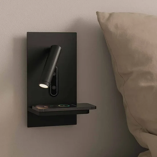 APPLIQUE LED 10W 3000-6000K TATTILE NERO CON RICARICA SENZA FILI MILO