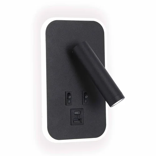 APPLIQUE DA PARETE LED 10W 3000–6000K USB NERO ORBIA