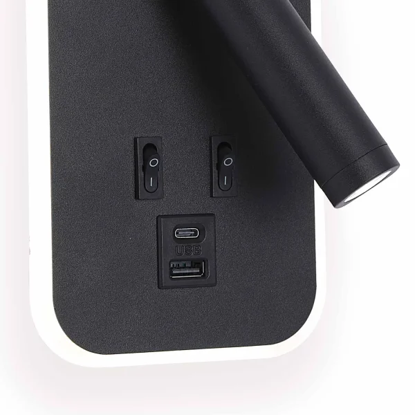 APPLIQUE DA PARETE LED 10W 3000–6000K USB NERO ORBIA