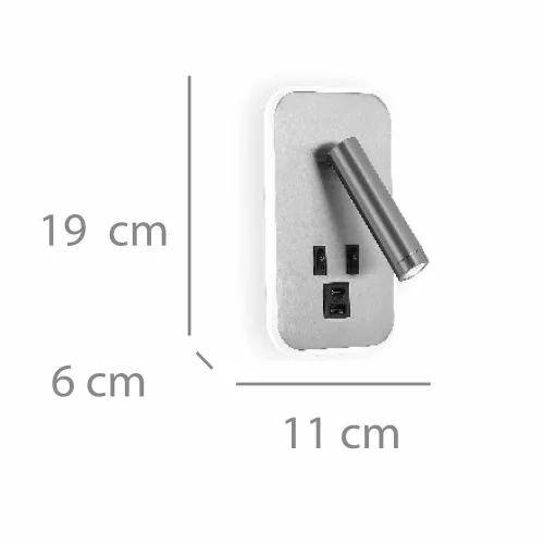 APPLIQUE DA PARETE LED 10W 3000–6000K USB NICHEL ORBIA