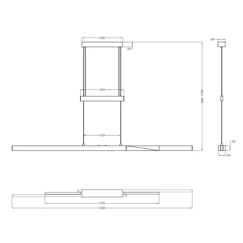 LAMPADA DA SOFFITTO LED 45W 2700K-5000K NERO LUNOR