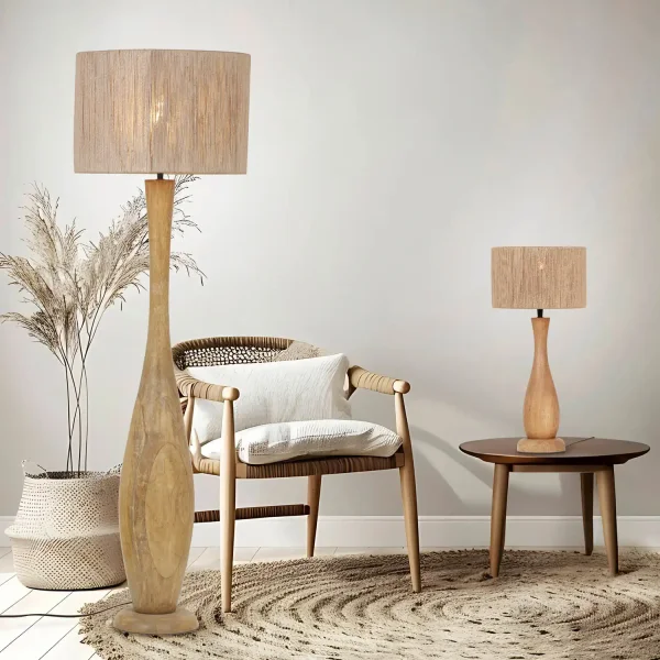LAMPADA DA TERRA LEGNO NATURALE/JUTA E27 TAIS