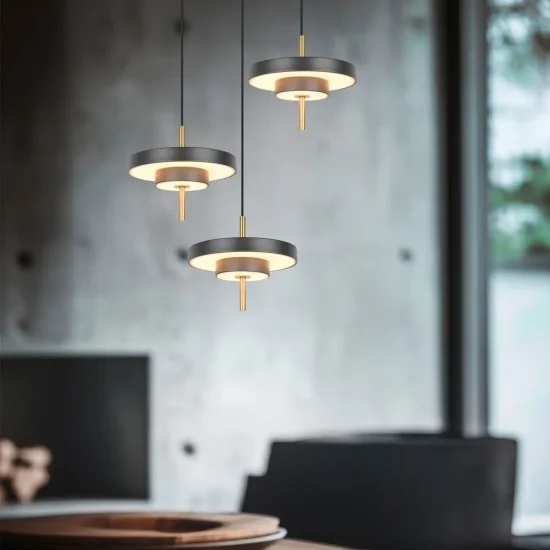 LAMPADA A SOSPENSIONE LED 30W REGOLABILE 2300-3000-4000K NERO ORO ELIX