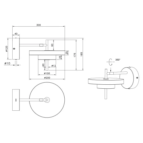 APPLIQUE DA PARETE LED 10W REGOLABILE 2300-3000-4000K NERO ORO ELIX