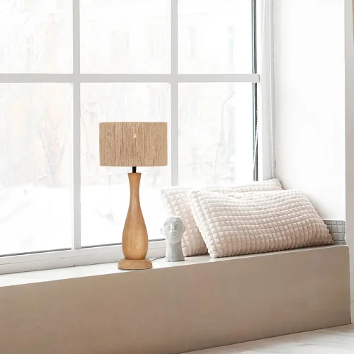 LAMPADA DA TAVOLO LEGNO NATURALE/JUTA E27 TAIS