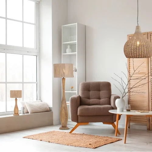 LAMPADA DA TAVOLO LEGNO NATURALE/JUTA E27 TAIS