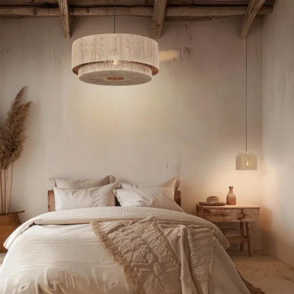 PLAFONIERA 1 LUCE JUTA NATURALE Ø60CM E27 LEIKO