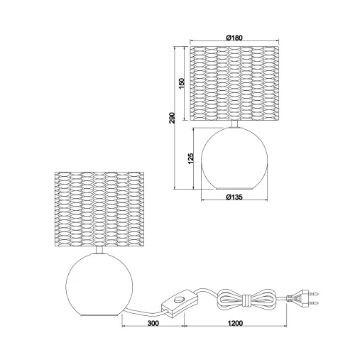 LAMPADA DA TAVOLA CERAMICA PARALUME ALGHE MARINE 29CM PADINA