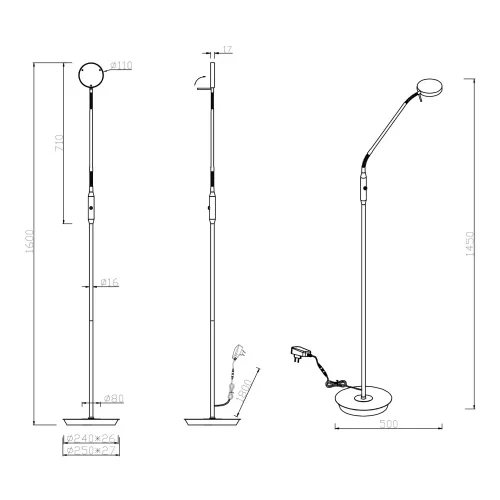 LAMPADA DA TERRA LED 12W REGOLABILE NICHEL SATINATO EDEN