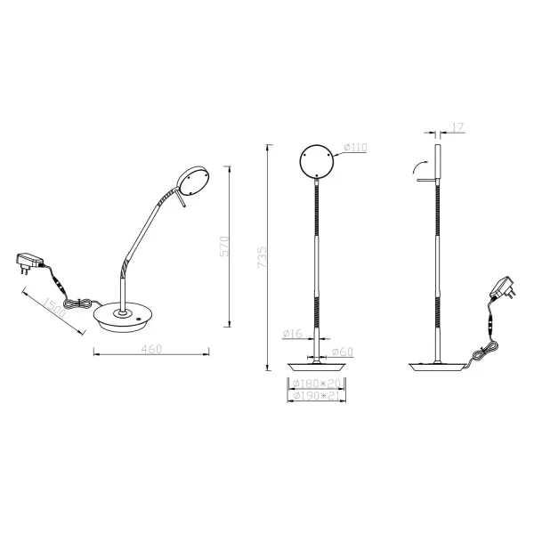 LAMPADA DA TAVOLO LED 12W REGOLABILE NICHEL OPACO EDEN