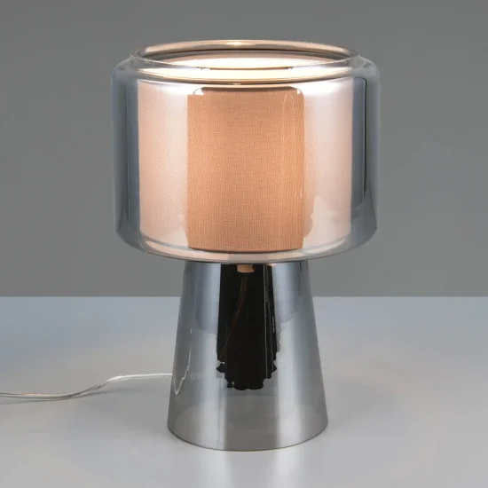 LAMPADA DA TAVOLO IN VETRO ACCIAIO CROMATO ISEN