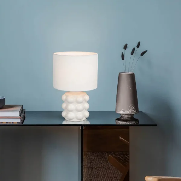 LAMPADA DA TAVOLO IN CERAMICA BIANCA 30 CM E14 LOREEN