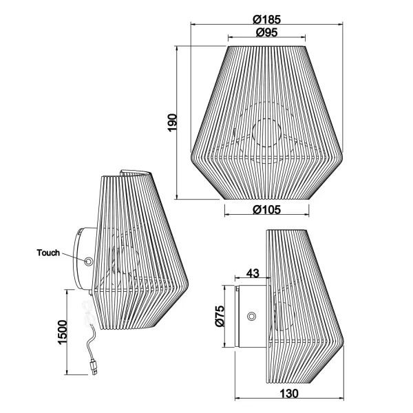 APPLIQUE DA PARETE LED 1,5W 3000K USB MARRONE NUMA