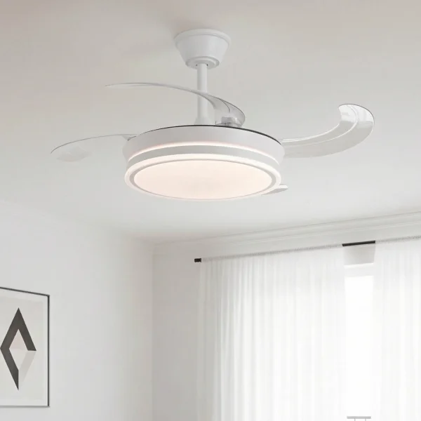 VENTILATORE DA SOFFITTO LED 40W REGOLABILE CON PALE RETRATTILI DARIEL