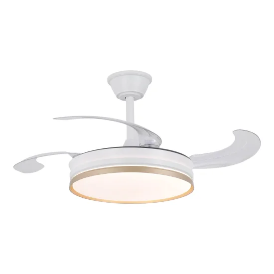 VENTILATORE DA SOFFITTO LED 40W REGOLABILE CON PALE RETRATTILI BIANCO/ORO AURELIO 2