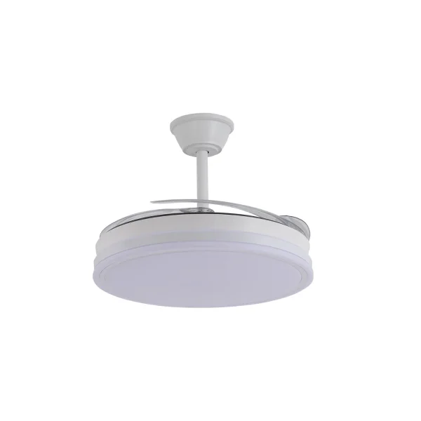 VENTILATORE DA SOFFITTO LED 55W REGOLABILE CON PALE RETRATTILI BIANCO DARIEL