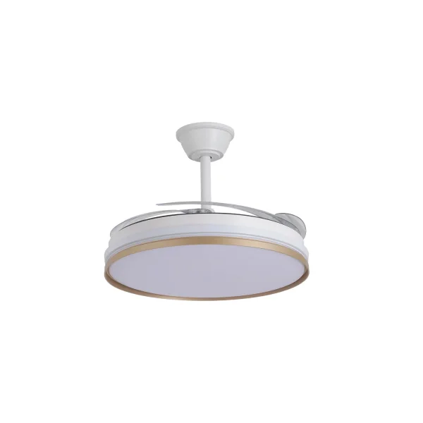 VENTILATORE DA SOFFITTO LED 55W REGOLABILE CON PALE RETRATTILI BIANCO/ORO AURELIO