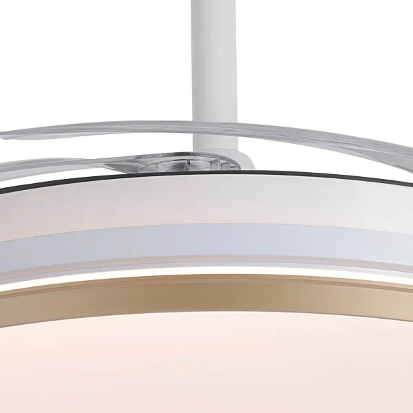 VENTILATORE DA SOFFITTO LED 55W REGOLABILE CON PALE RETRATTILI BIANCO/ORO AURELIO