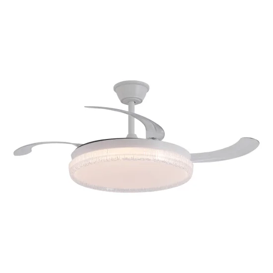 VENTILATORE DA SOFFITTO LED 55W REGOLABILE PALE RETRATTILI BIANCO NERIO 2