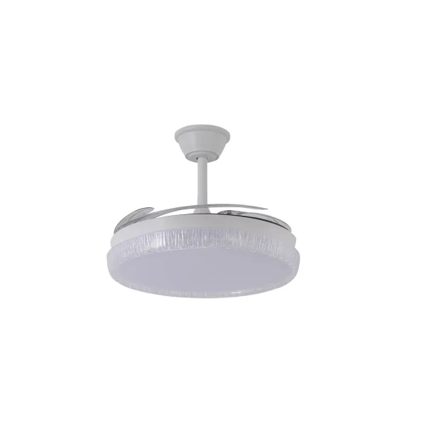 VENTILATORE DA SOFFITTO LED 55W REGOLABILE PALE RETRATTILI BIANCO NERIO