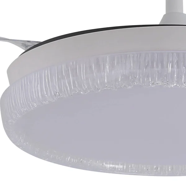 VENTILATORE DA SOFFITTO LED 55W REGOLABILE PALE RETRATTILI BIANCO NERIO