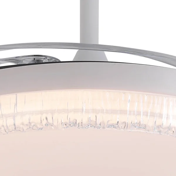 VENTILATORE DA SOFFITTO LED 55W REGOLABILE PALE RETRATTILI BIANCO NERIO