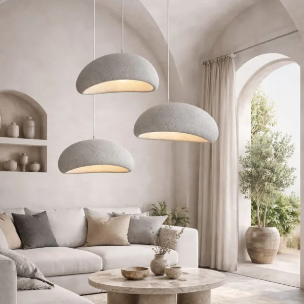 LAMPADA DA SOFFITTO 1 LUCE E27 40CM GRIGIA EFFETTO PIETRA DIONE