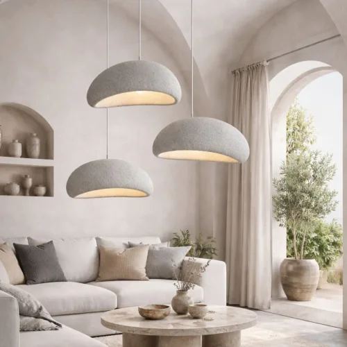 LAMPADA DA SOFFITTO 1 LUCE E27 50CM GRIGIA EFFETTO PIETRA DIONE