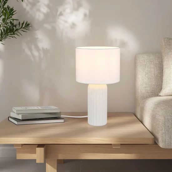 LAMPADA DA TAVOLO IN CERAMICA BIANCA E27 36CM THALEN