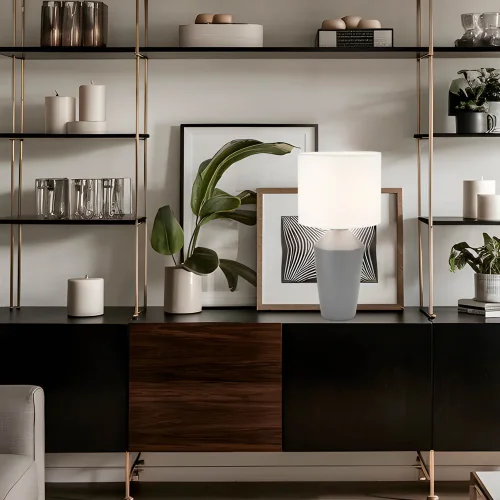 LAMPADA DA TAVOLO IN CERAMICA GRIGIA 52 CM BASILEA