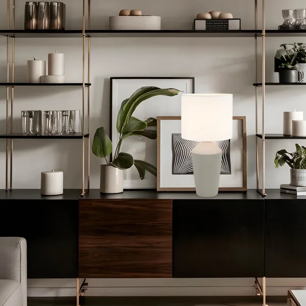 LAMPADA DA TAVOLO IN CERAMICA TAUPE 52 CM BASILEA