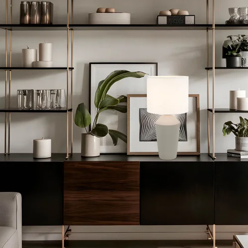LAMPADA DA TAVOLO IN CERAMICA TAUPE 52 CM BASILEA